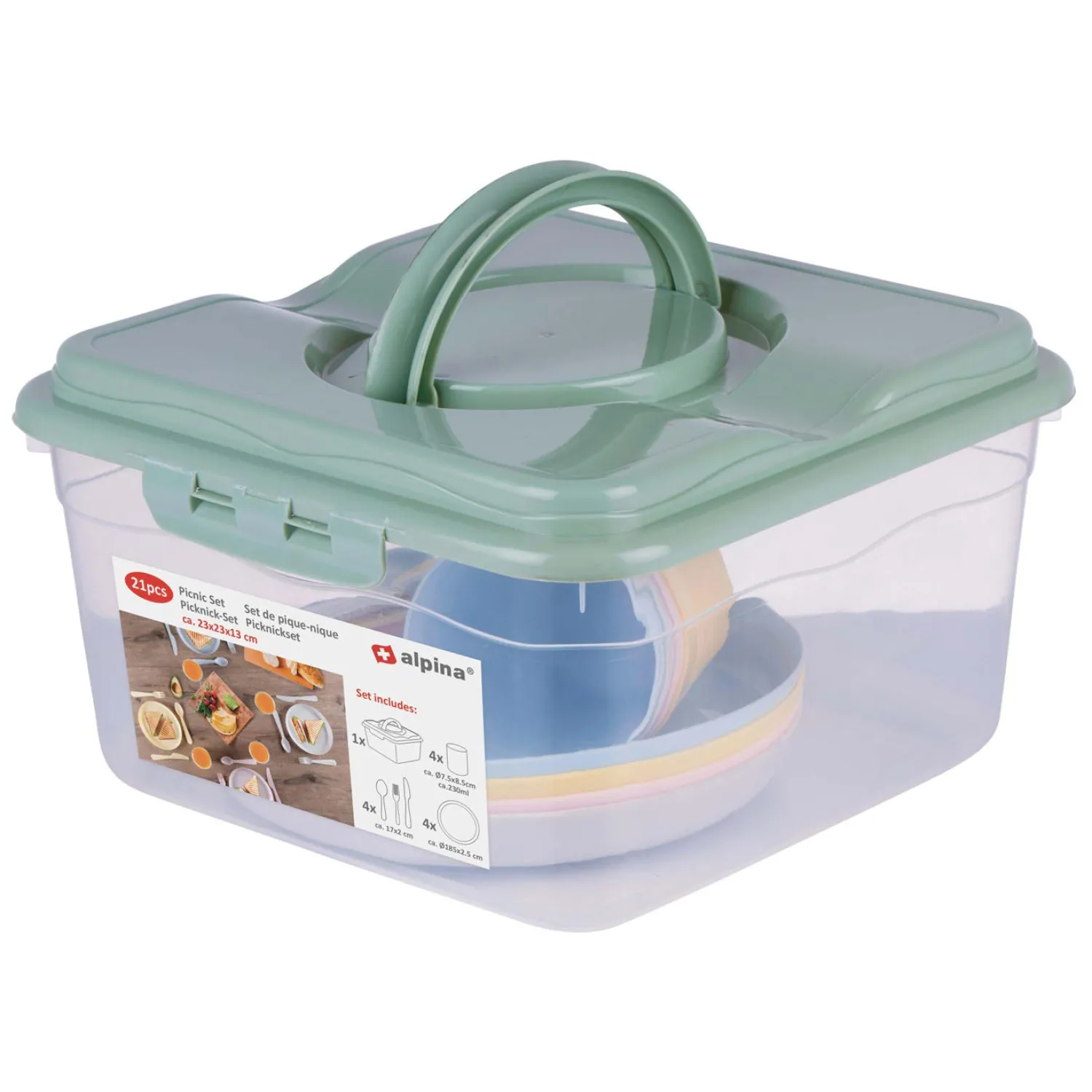 Alpina Picknickset in Opbergbox, 21dlg.>