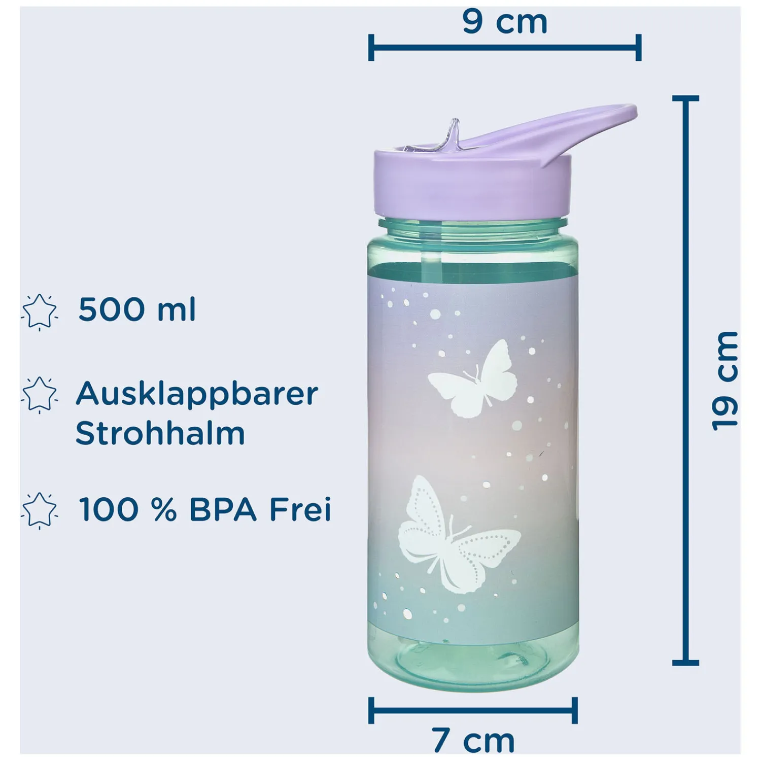 Areo Drinkfles Vlinders, 500ml>Undercover Outlet