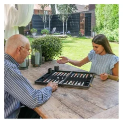 Backgammon 18 Bruin en Ivoor Klassiek Bordspel><noscript><img width=
