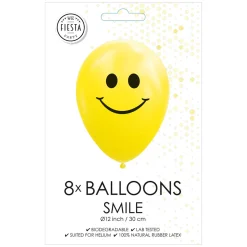 Ballonnen Smile Geel 30cm, 8st.-Globos Outlet