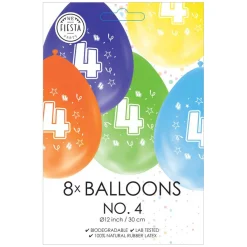 Ballonnen 2-zijdig Geprint Cijfer 4, 8st.-Globos