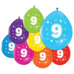 Ballonnen 2-zijdig Geprint Cijfer 9, 8st.-Globos Outlet
