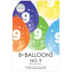 Ballonnen 2-zijdig Geprint Cijfer 9, 8st.-Globos Outlet