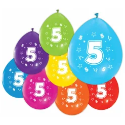 Globos Ballonnen 2-zijdig Geprint Cijfer 5, 8st.