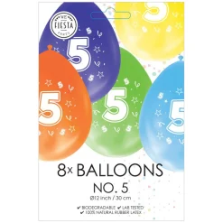 Globos Ballonnen 2-zijdig Geprint Cijfer 5, 8st.