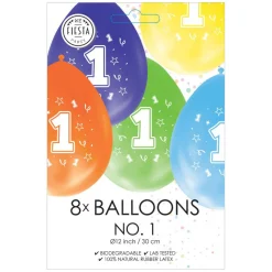 Globos Ballonnen 2-zijdig Geprint Cijfer 1, 8st. New