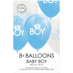 Globos Ballonnen Zoon Baby Blauw/Wit 30cm, 8st. New
