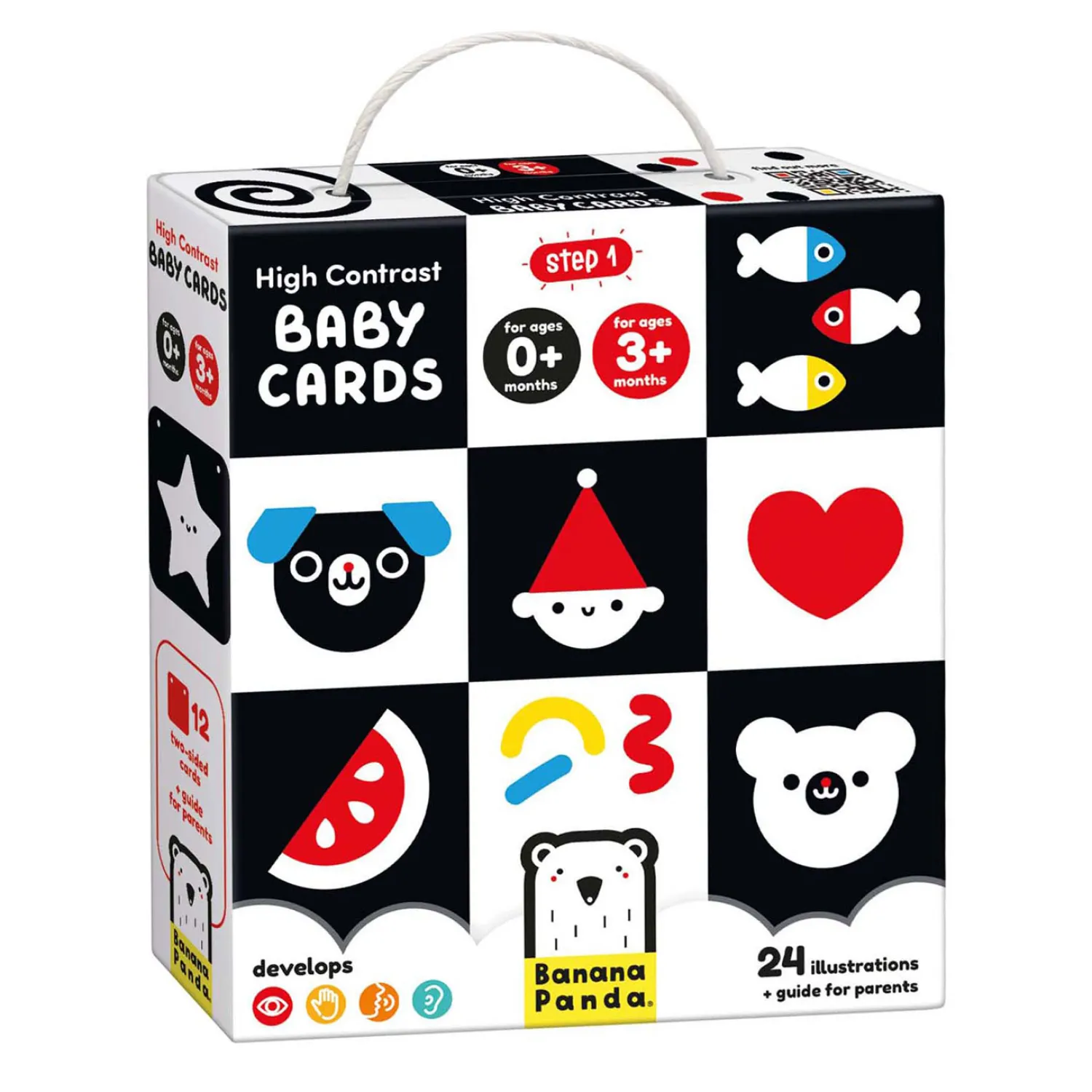 Banana Panda - Hoog Contrast Babykaarten 0m+ / 3m+ - 24st. Best