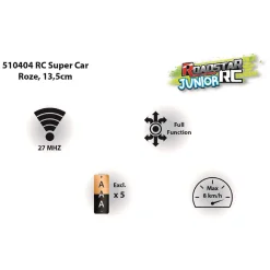 Bestuurbare Auto Roadstar RC Roze 27Mhz, 13,5cm><noscript><img width=