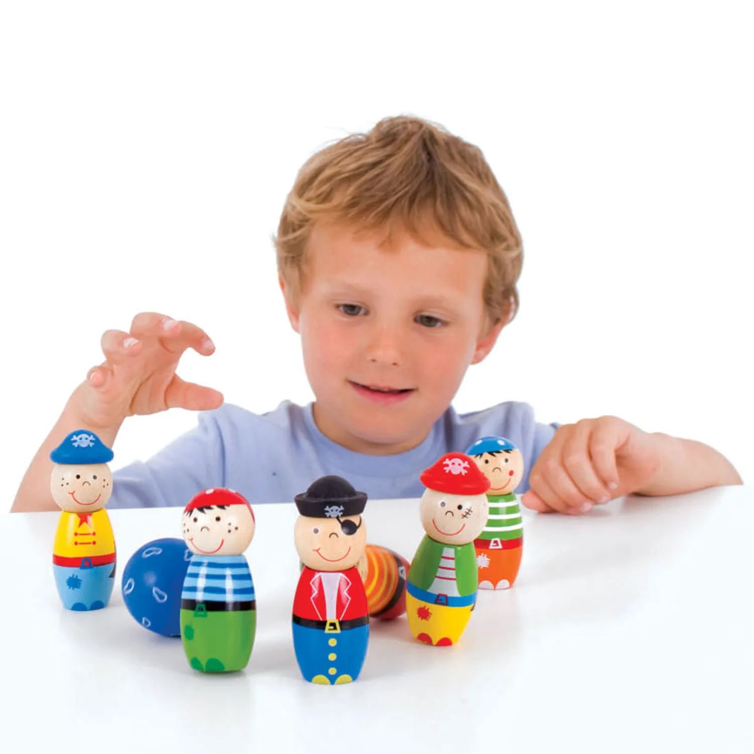 Houten Bowlingset Piraten, 7dlg.-Bigjigs Discount