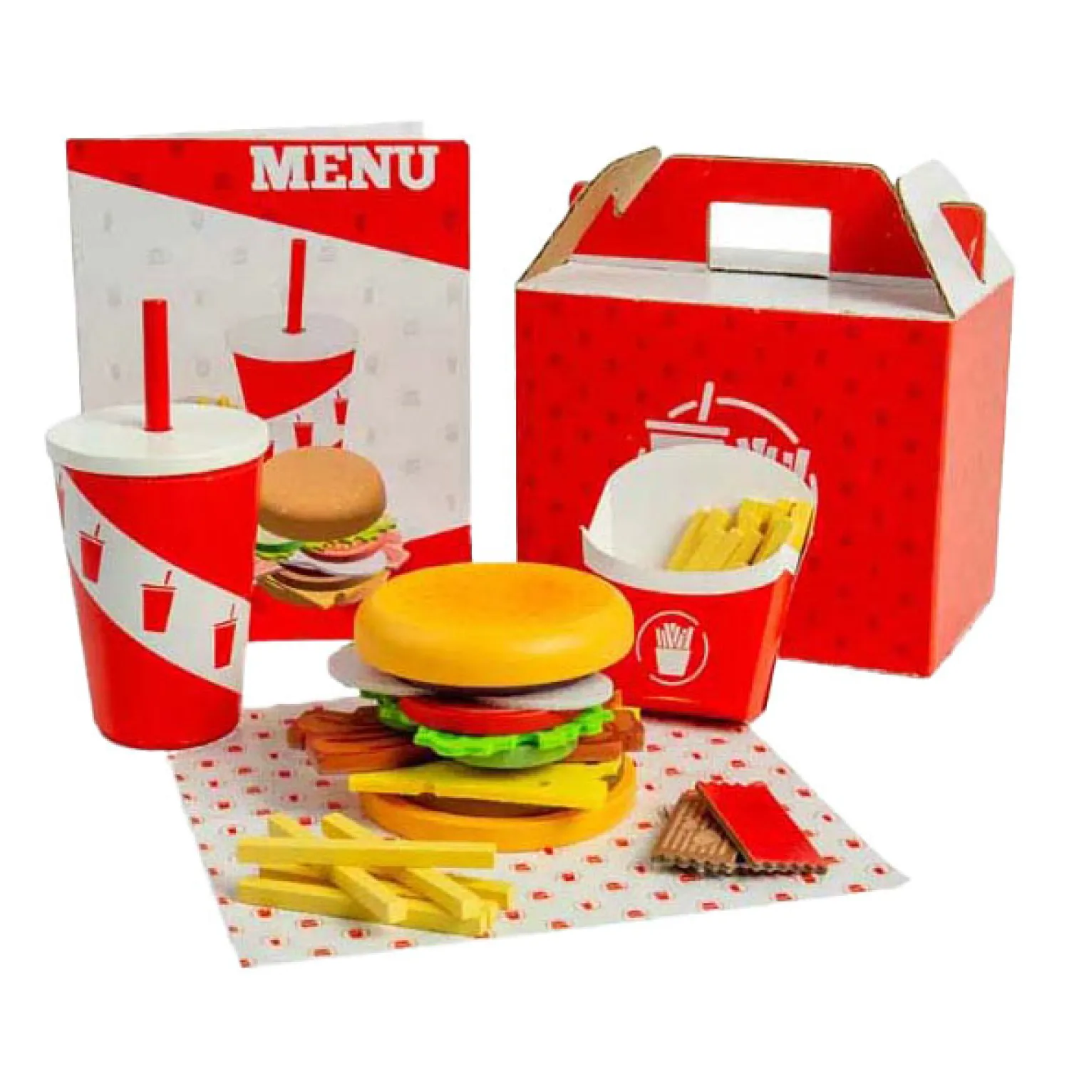 Houten Burger- en Frietset, 48dlg.>Bigjigs Discount