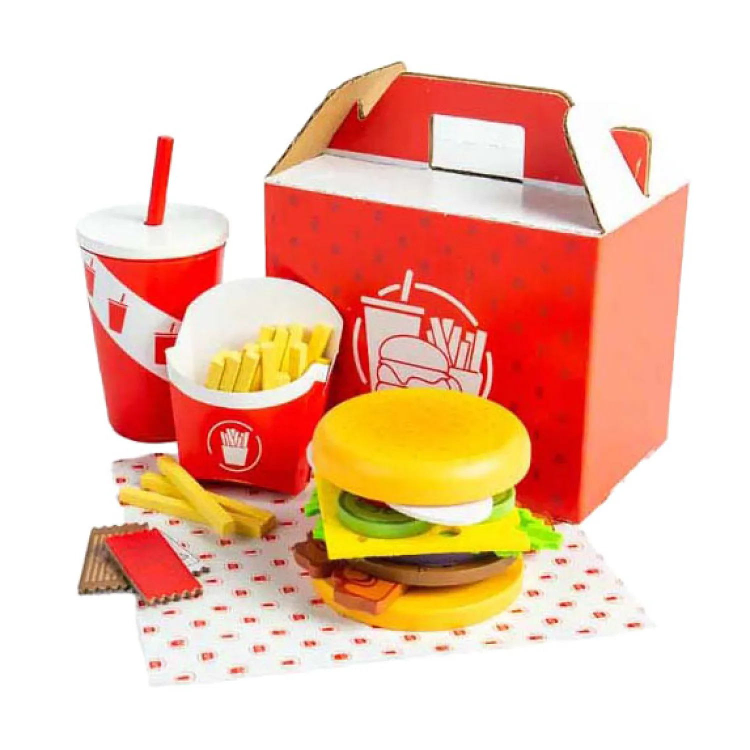 Houten Burger- en Frietset, 48dlg.>Bigjigs Discount