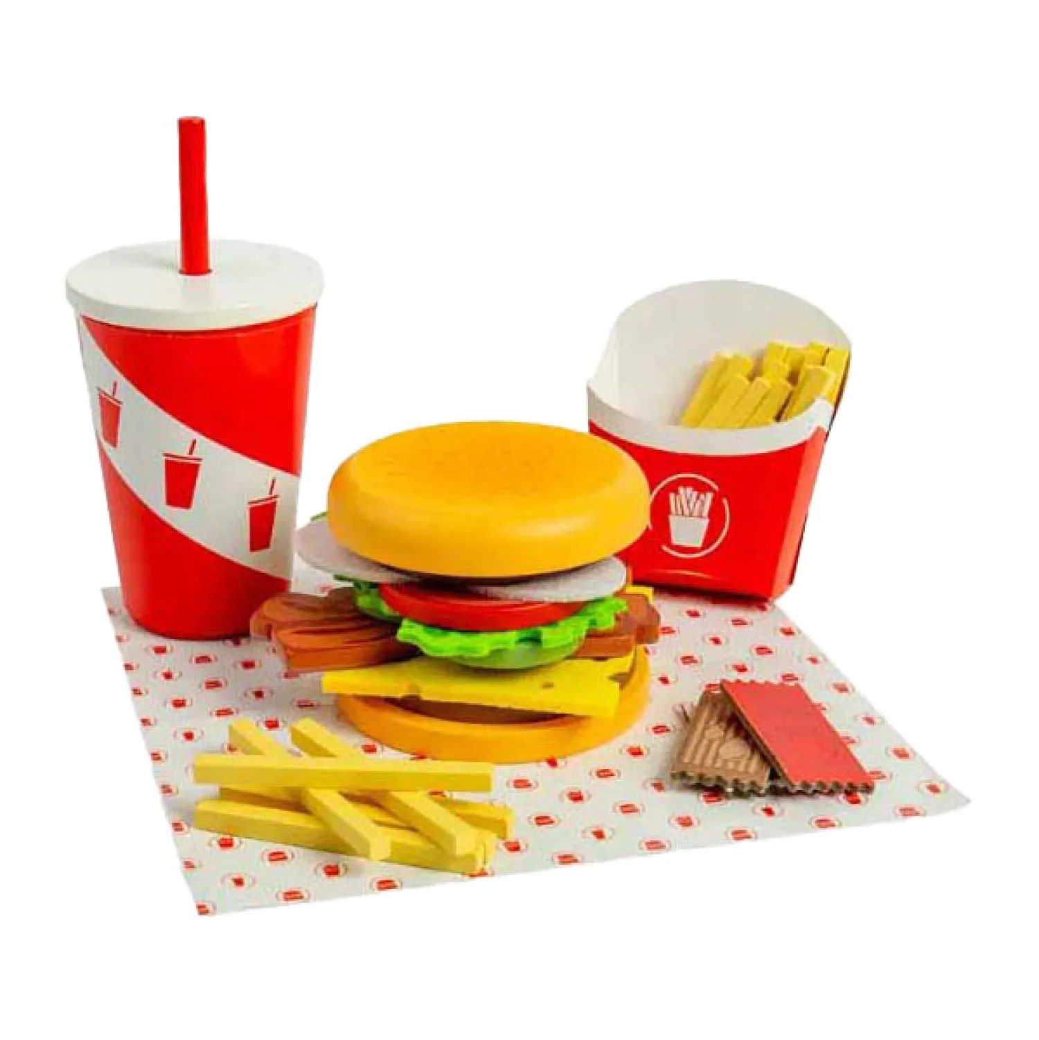 Houten Burger- en Frietset, 48dlg.>Bigjigs Discount