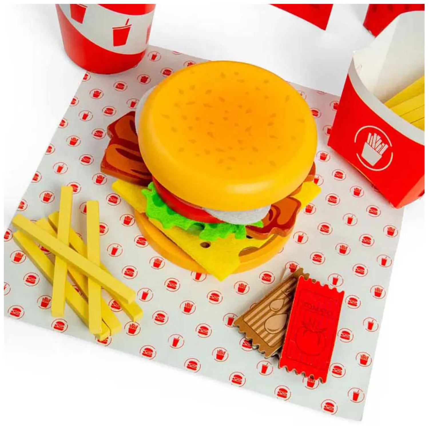 Houten Burger- en Frietset, 48dlg.>Bigjigs Discount