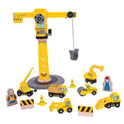 Houten Hijskraan & Bouwvoertuigen-Bigjigs Hot
