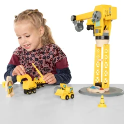 Houten Hijskraan & Bouwvoertuigen-Bigjigs Hot