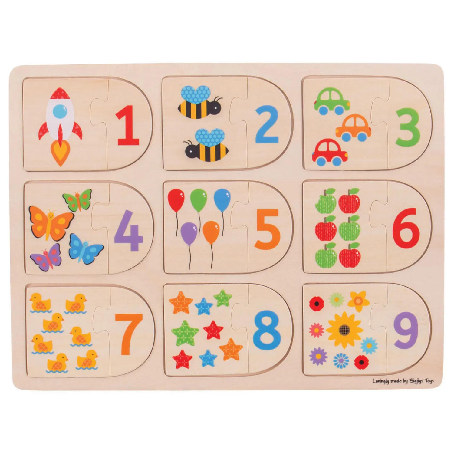 Houten Leerpuzzel Getallen, 18dlg.>Bigjigs Best