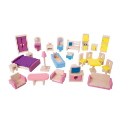 Houten Poppenhuis Meubels, 27dlg.><noscript><img width=
