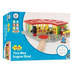 Houten Rails - Luxe Remise voor 5 Treinen>Bigjigs Discount