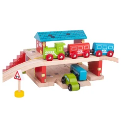 Houten Rails Bovengronds Treinstation, 5dlg.>Bigjigs New