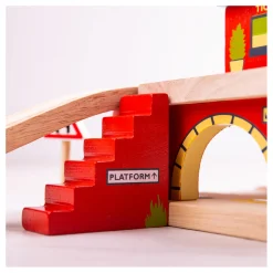 Houten Rails Bovengronds Treinstation, 5dlg.>Bigjigs New