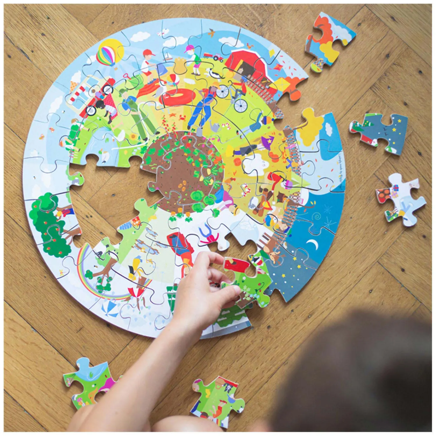 Houten Seizoenen Vloerpuzzel Rond, 50st.-Bigjigs Online