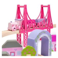 Houten Treinset Stad - Roze>Bigjigs
