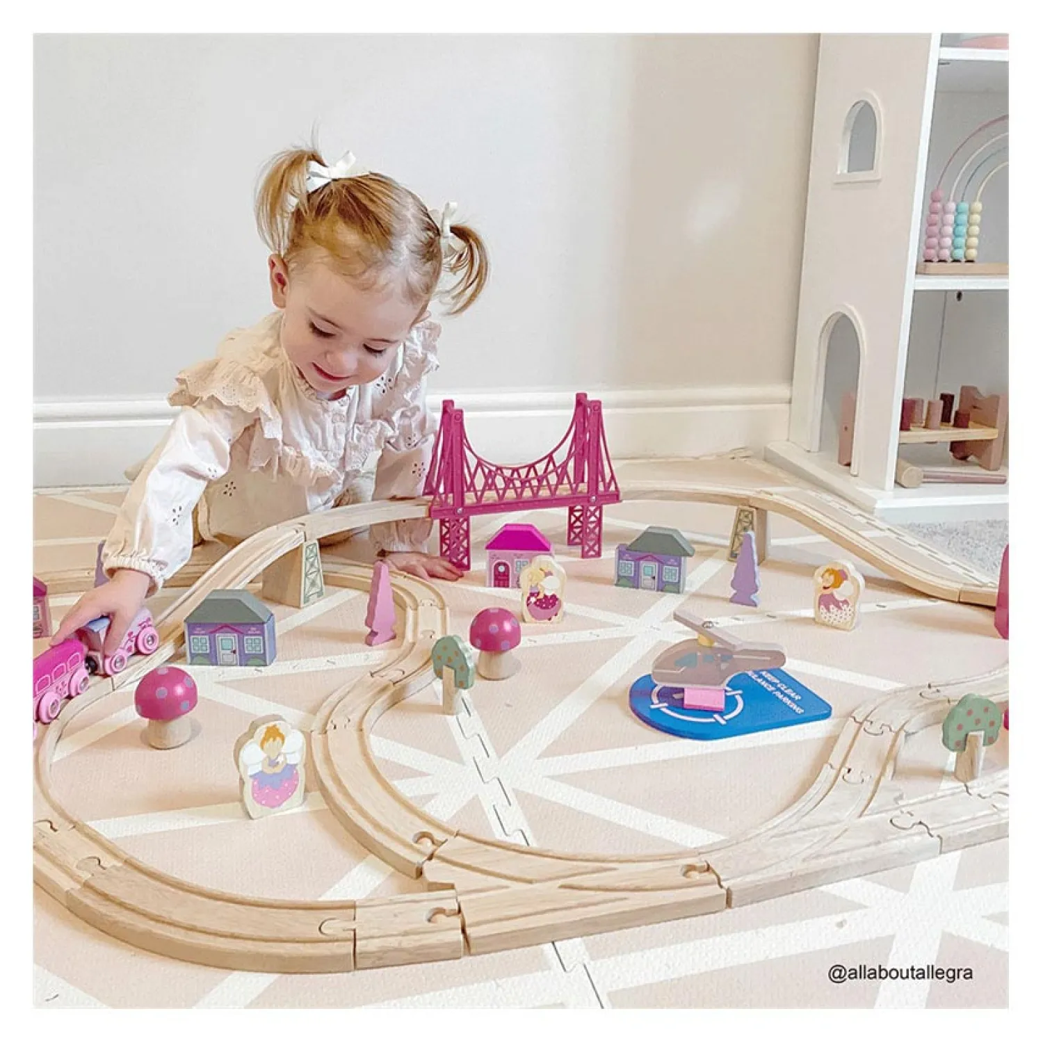 Houten Treinset Stad - Roze>Bigjigs