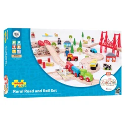 Bigjigs Houten Weg en Treinset Platteland, 80dlg. Clearance