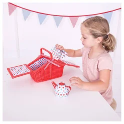 Bigjigs Theeservies in Rode Opbergmand Clearance