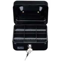 Black+Decker Geldkistje Zwart met Sleutel, 6 Vakken- Online