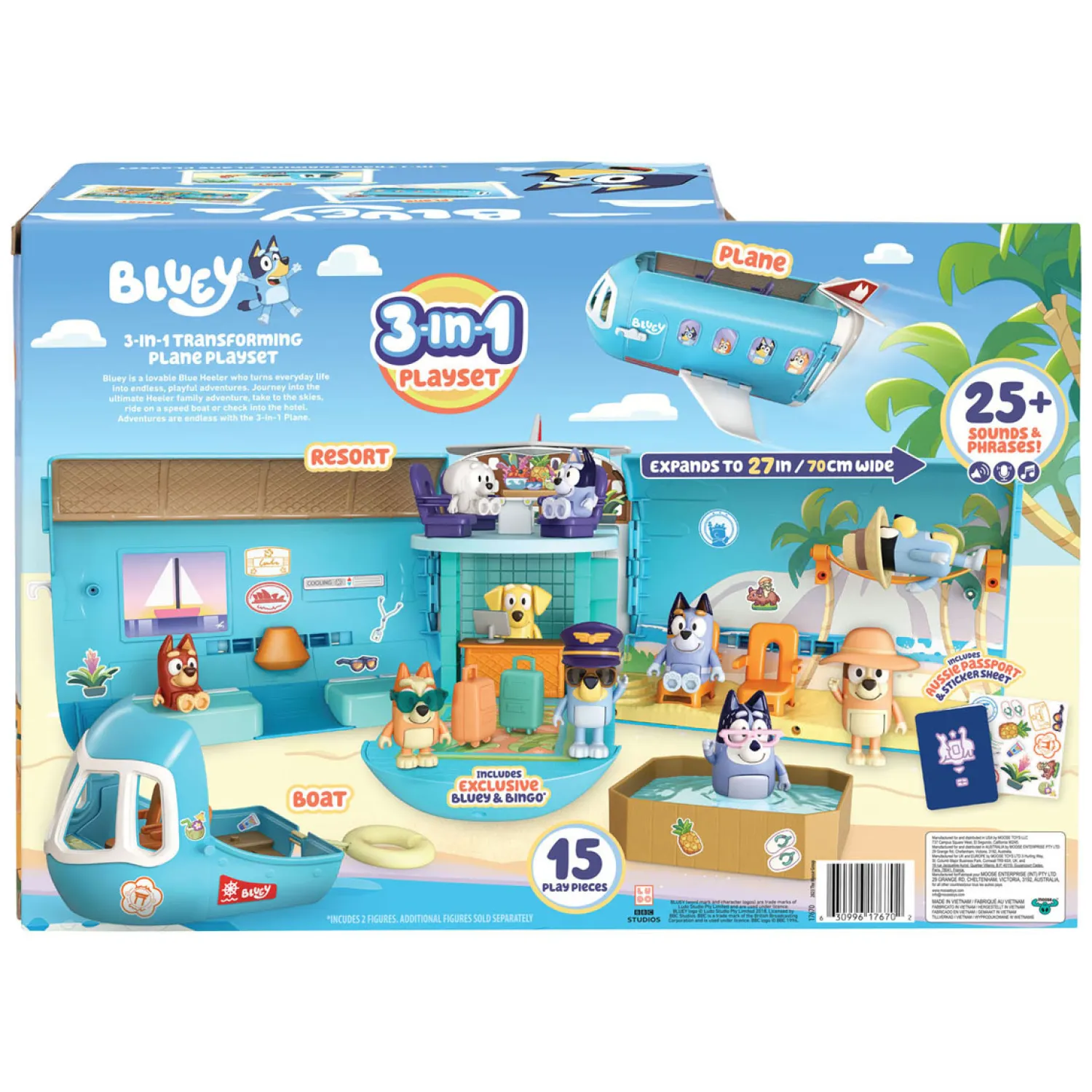 Bluey 3in1 Vliegtuig met 2 Speelfiguren>Moose Toys Hot