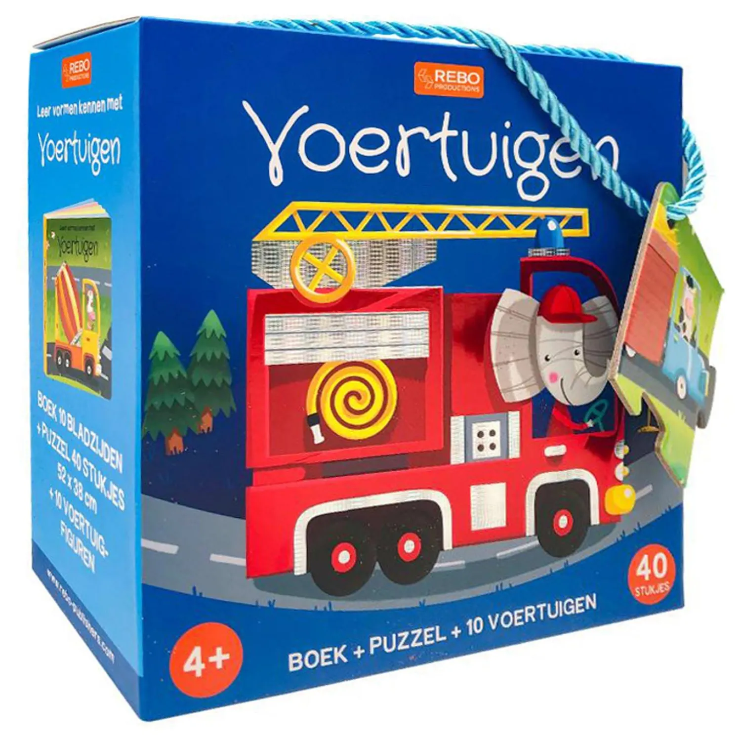 Rebo Publishers Boek, Puzzel + 10 Figuren - Voertuigen Clearance