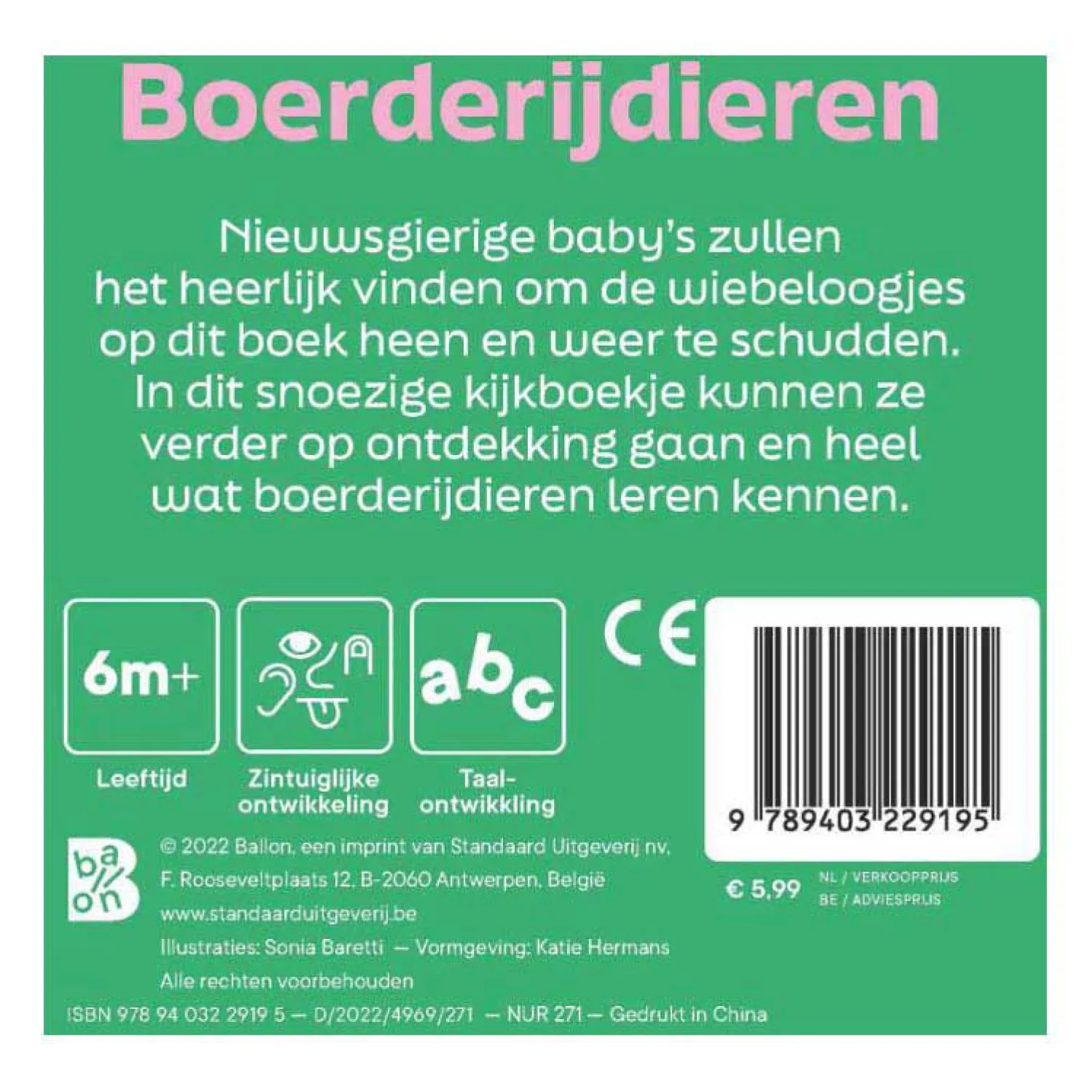 Boerderijdieren - Kartonboek met Wiebeloogjes-Standaard Uitgeverij Online