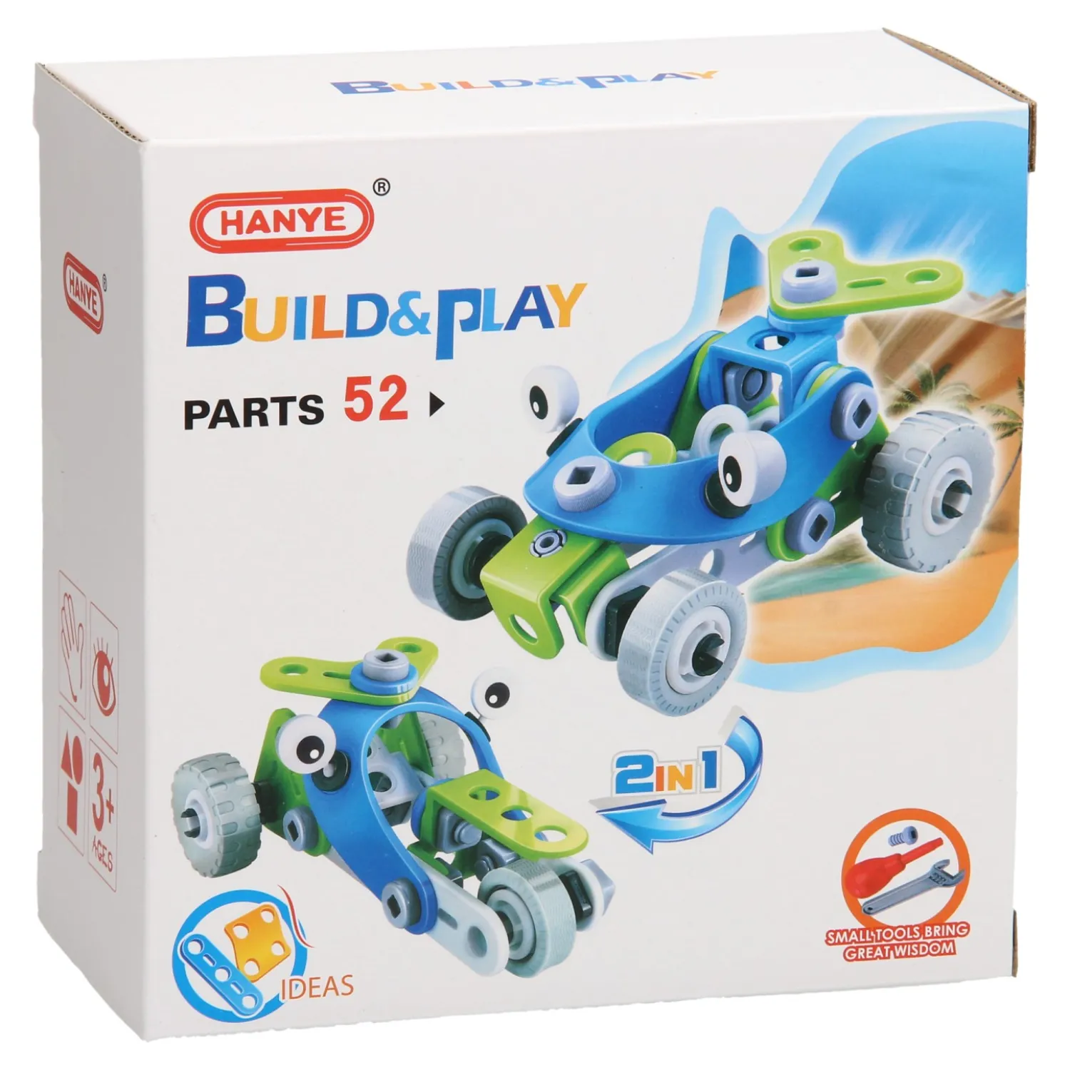 Bouw- en Speelset Racewagens 2in1, 52dlg.