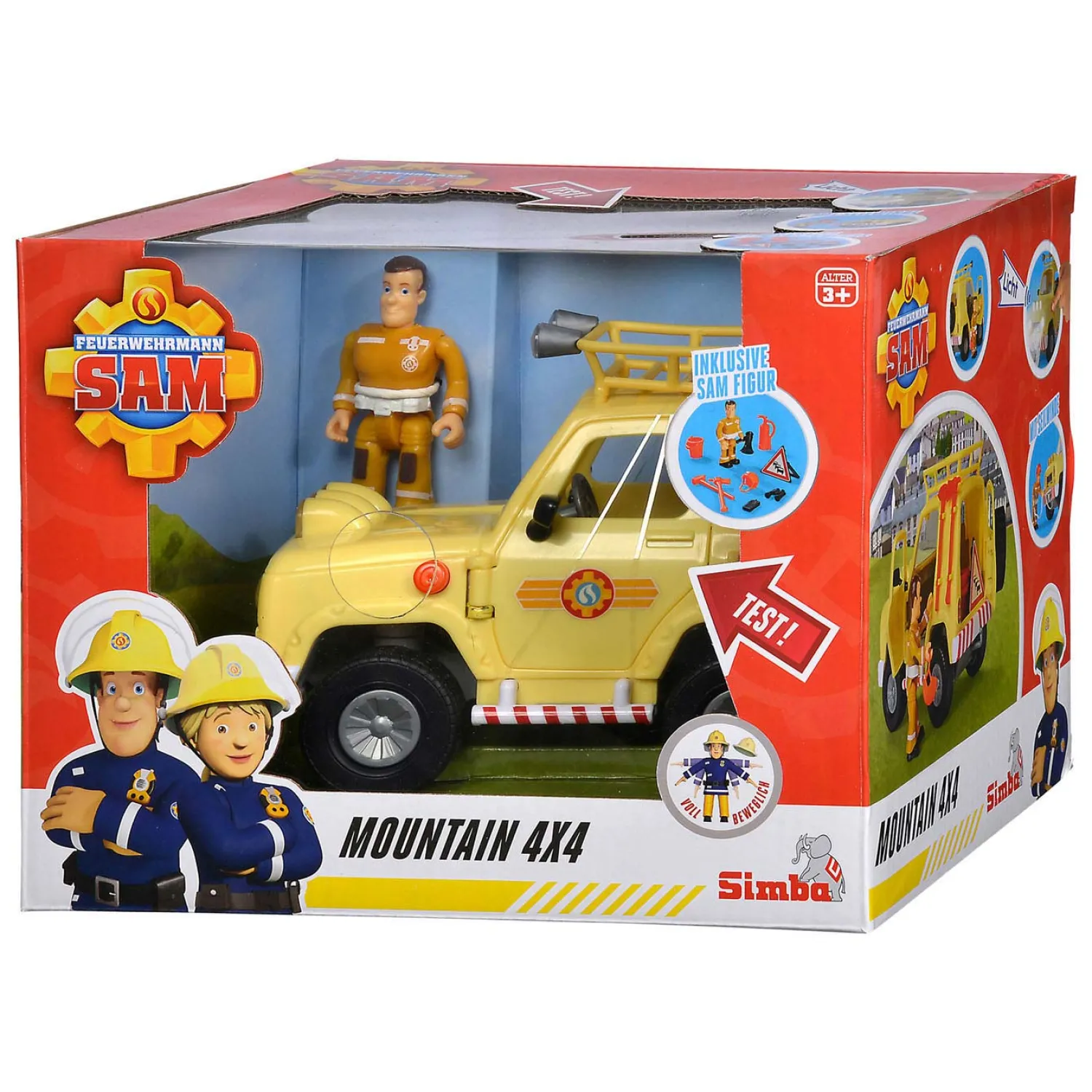 Brandweerman Sam Mountain 4x4 Jeep met Figuur-Simba Best