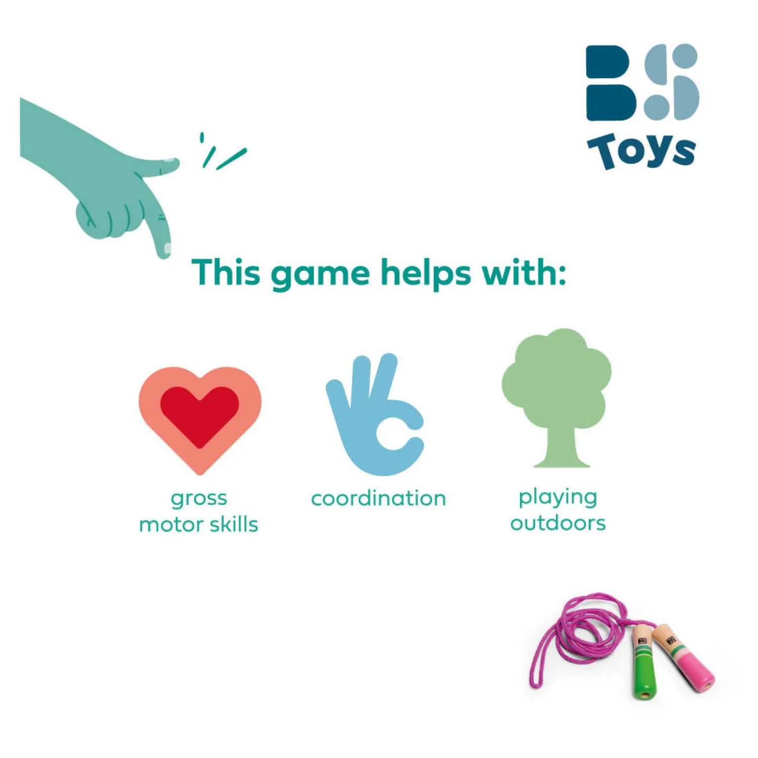 Springtouw Roze met Houten Handvatten>BS Toys