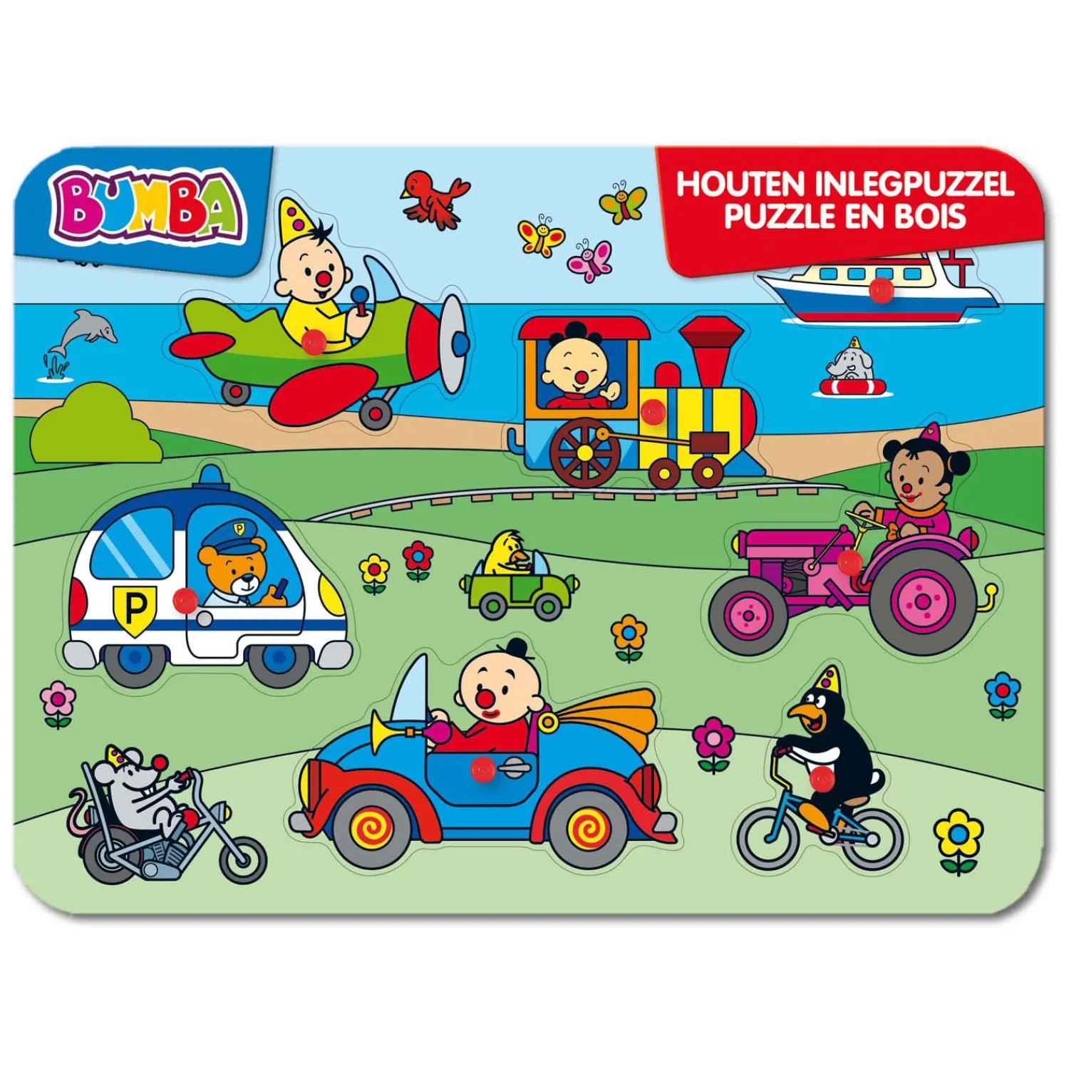Bumba Houten Inlegpuzzel - Voertuigen-Studio 100 Hot