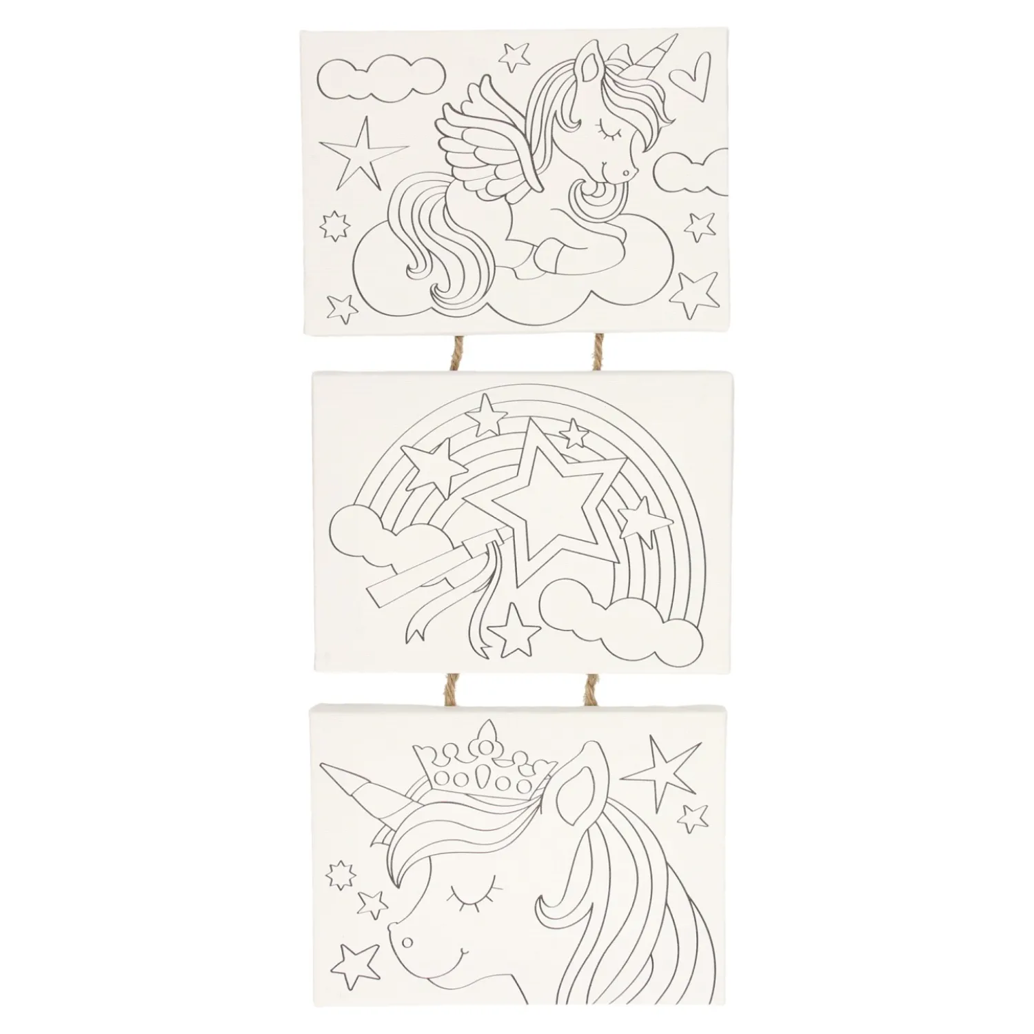 Canvas Schilderset Eenhoorn, set van 3 stuks.-Wins Holland Outlet