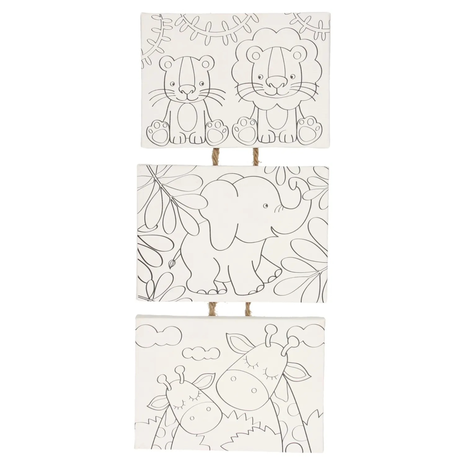 Canvas Schilderset Wilde Dieren, set van 3 stuks-Wins Holland