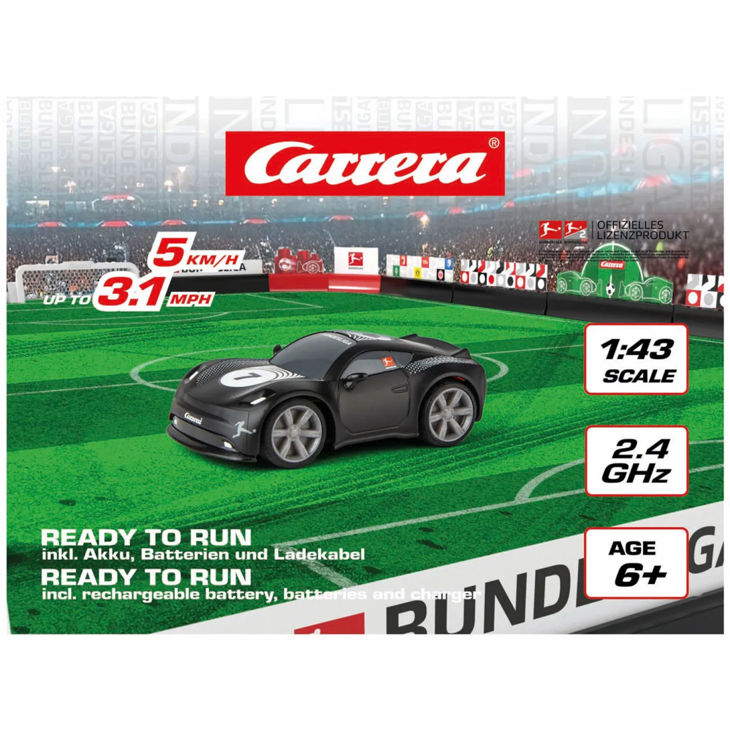 Mini RC 2,4GHz Bundesliga 1:43 - Zwart>Carrera
