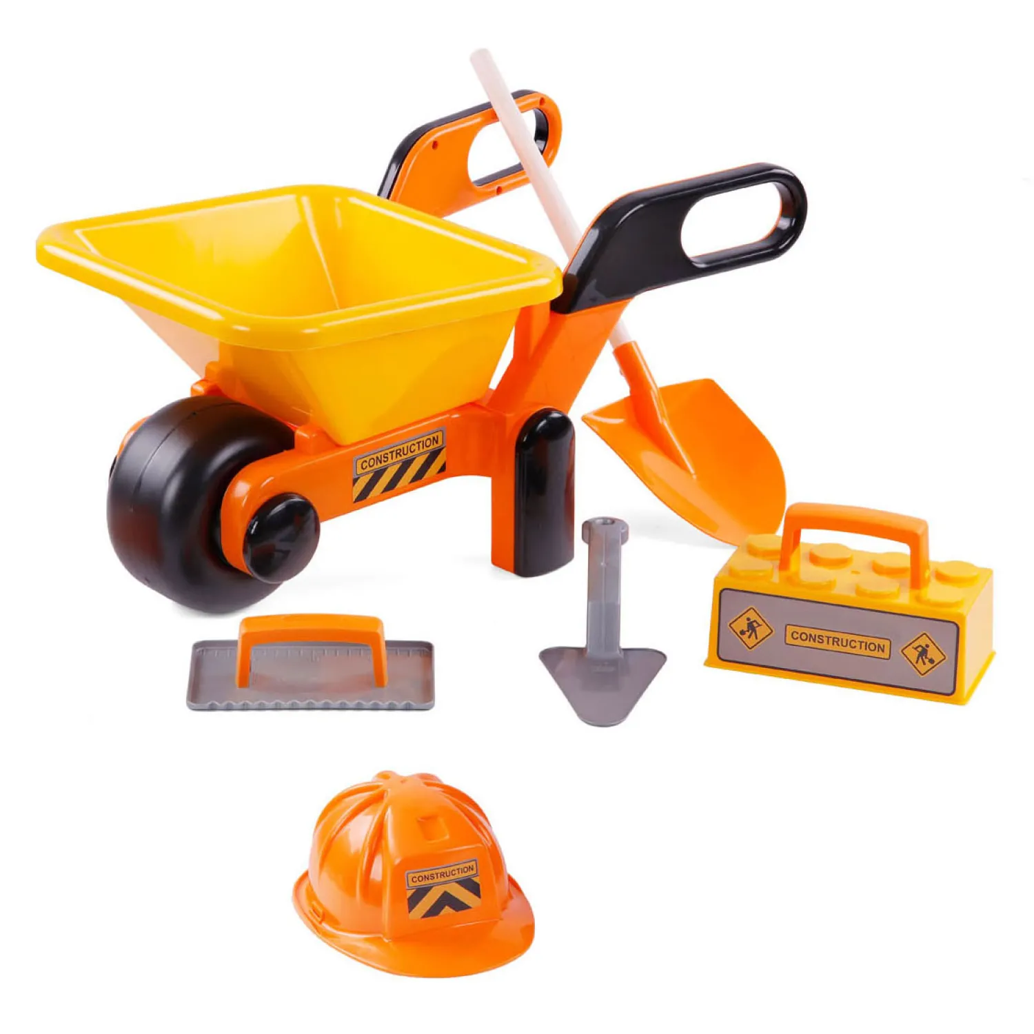 Kruiwagen Geel met Gereedschap en Helm, 6dlg.>Cavallino New