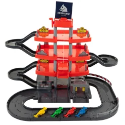 Racing Parkeergarage Rood met 4 Verdiepingen en Auto's Speelset-Cavallino Outlet