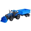 Cavallino Tractor met Lader en Aanhang Kiepwagen Blauw, Schaal 1:32 Discount