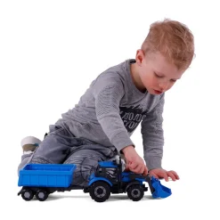 Cavallino Tractor met Lader en Aanhang Kiepwagen Blauw, Schaal 1:32 Discount