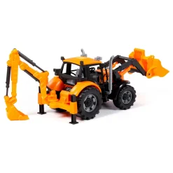 Tractor met Lader en Graafmachine Geel, Schaal 1:32-Cavallino Outlet