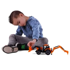 Tractor met Lader en Graafmachine Geel, Schaal 1:32-Cavallino Outlet