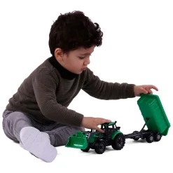 Tractor met Lader en Aanhang Kiepwagen Groen,  Schaal 1:32><noscript><img width=