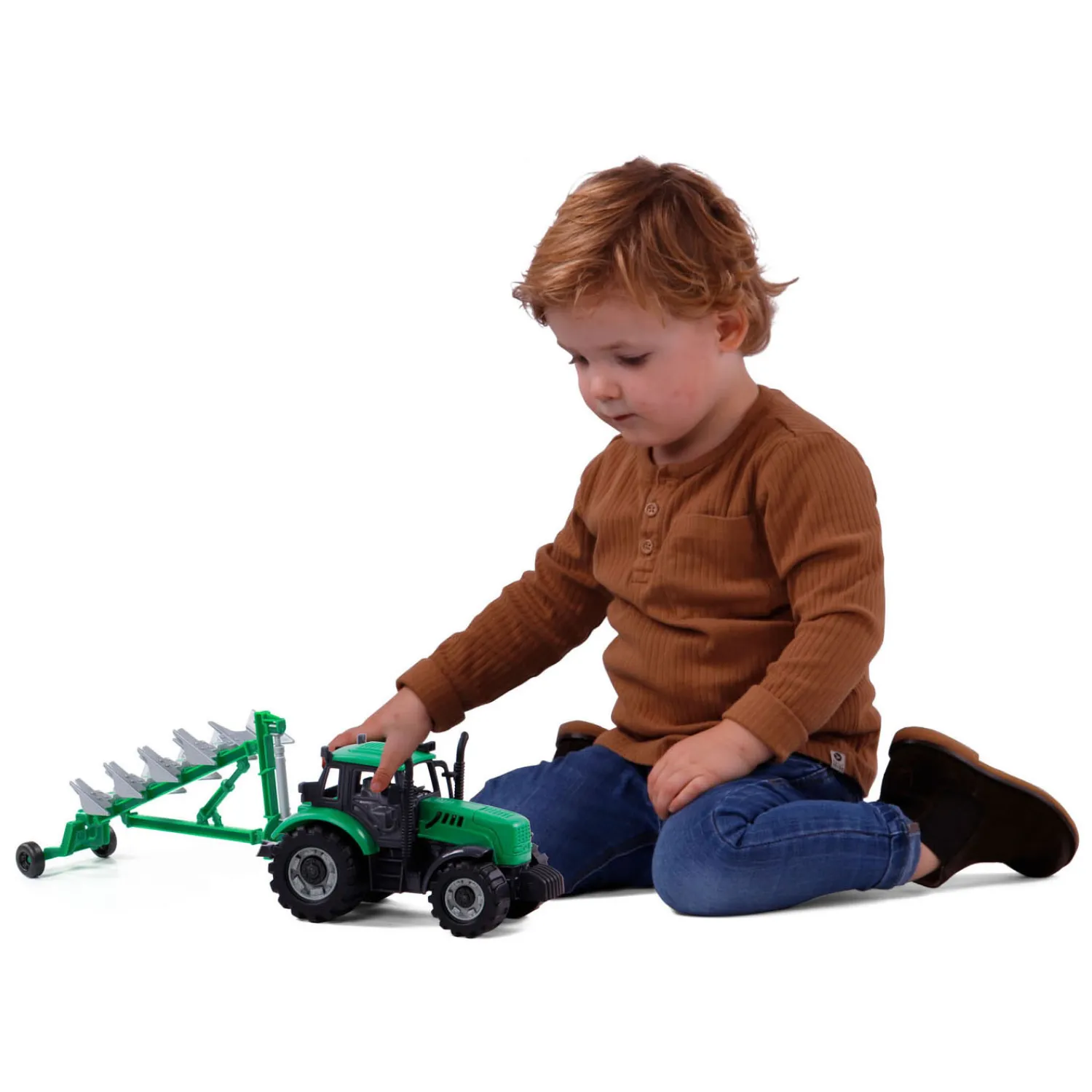 Cavallino Tractor met Ploeg Groen, Schaal 1:32