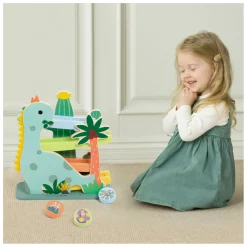 Houten Ballenbaan Dinosaurus, 4dlg.-Classic World New